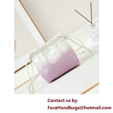 Chanel Patent Gradient Calfskin  &  Lacquered Metal CHANEL 22 Mini Handbag AS3980 White/Light Purple 2025